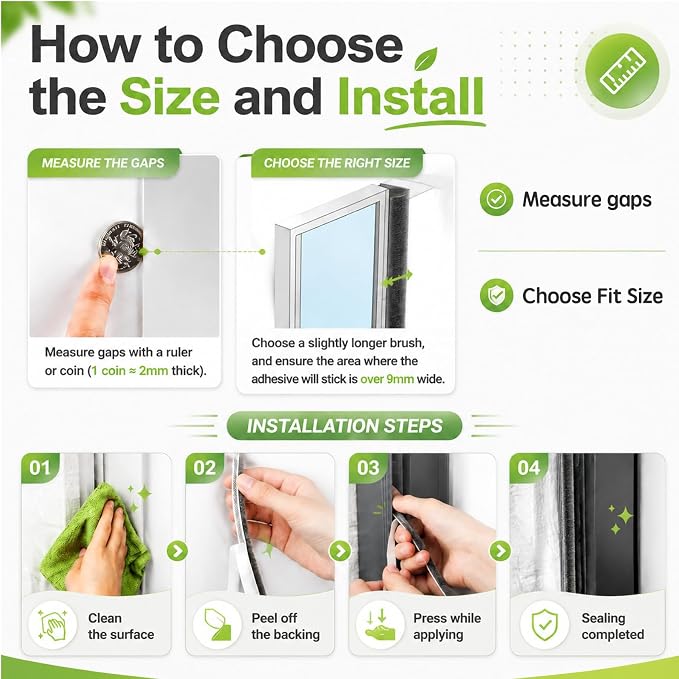 ZOMPAGO Brush Weather Stripping Door Window Sealing, 0.6 in x0.4 x 32.8 FT | - Image 5