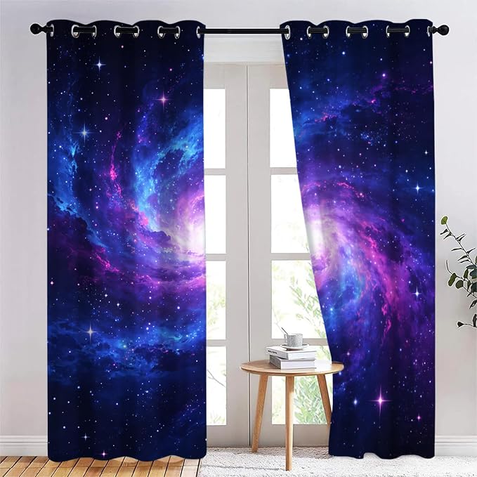 Nebula Curtains for Bedroom Living Room Decor, Universe Starry Sky Blackout by Unknown