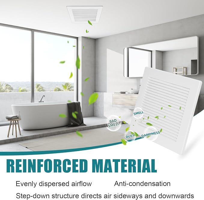 (1-Pack 12" BP90 Spring Bathroom Exhaust Fan Cover 12-1/4" x12" Vent Cover - Image 5