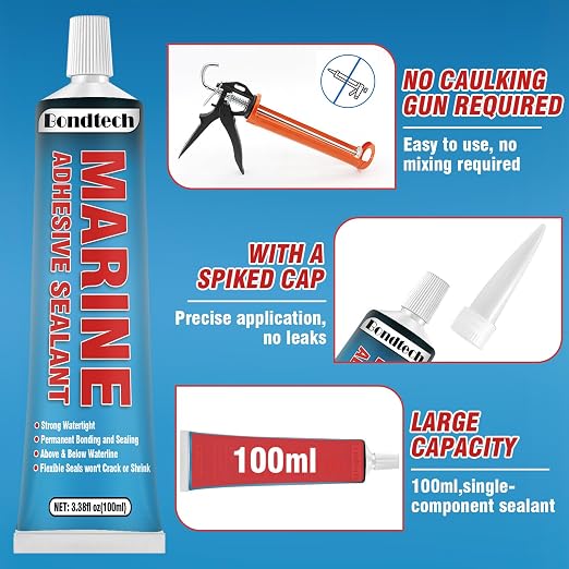 3.38 oz Marine Sealant White, Marine Adhesive Permanent, Silicone Sealant High - Image 5