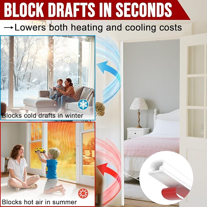 alophoty Door Weather Stripping Door Seal Strip, 0.35"x0.24" | Self-Adhesive - Image 2