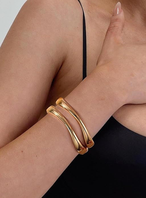 Elegance 11 designs Gold Bangles For Women Chunky Trendy Hinged Cuff Open Bracelet Wide Minimalist Bracelets Jewelry Gift