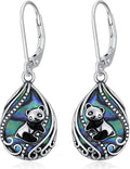 Animal Earrings 925 Sterling Silver Abalone Shell Dangle Drop Earrings Leverback Earrings Cute Animal Jewelry Gifts for Women Girlfriend