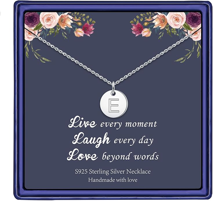 Hidepoo Valentines Gifts for Kids Teen Girls Women - 14K Gold Plated/Rose Gold Plated/S925 Sterling Silver Disc Initial Necklaces for Girls Jewelry Birthday Valentines Gifts for Kids Girl Teens Women