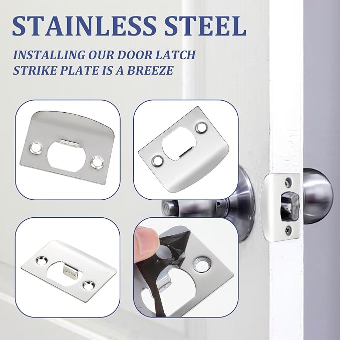 12Pcs Deadbolt Strike Plate Stainless Steel Deadbolt Covers Standard Door Lock - Image 4