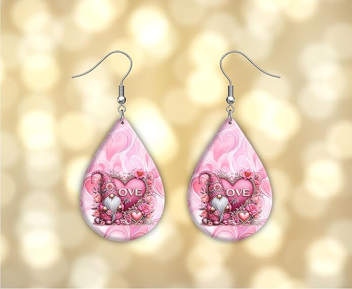 Teardrop Wood Earrings Light Weight Printed Image Dangle Jewelry, Fun and Funky