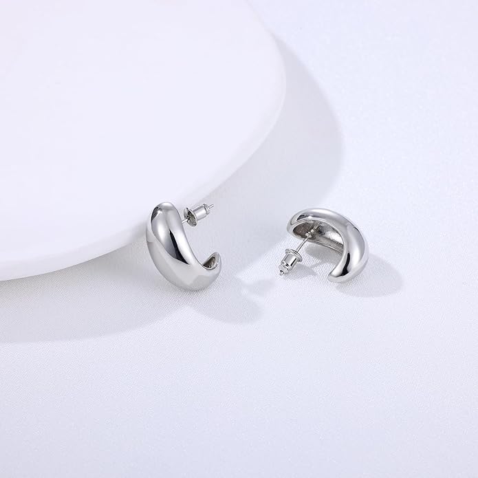 Gacimy Chunky Earrings for Women, Teardrop Earrings with 925 Sterling Silver Post, 14K Gold Plated Statement Drop for Women