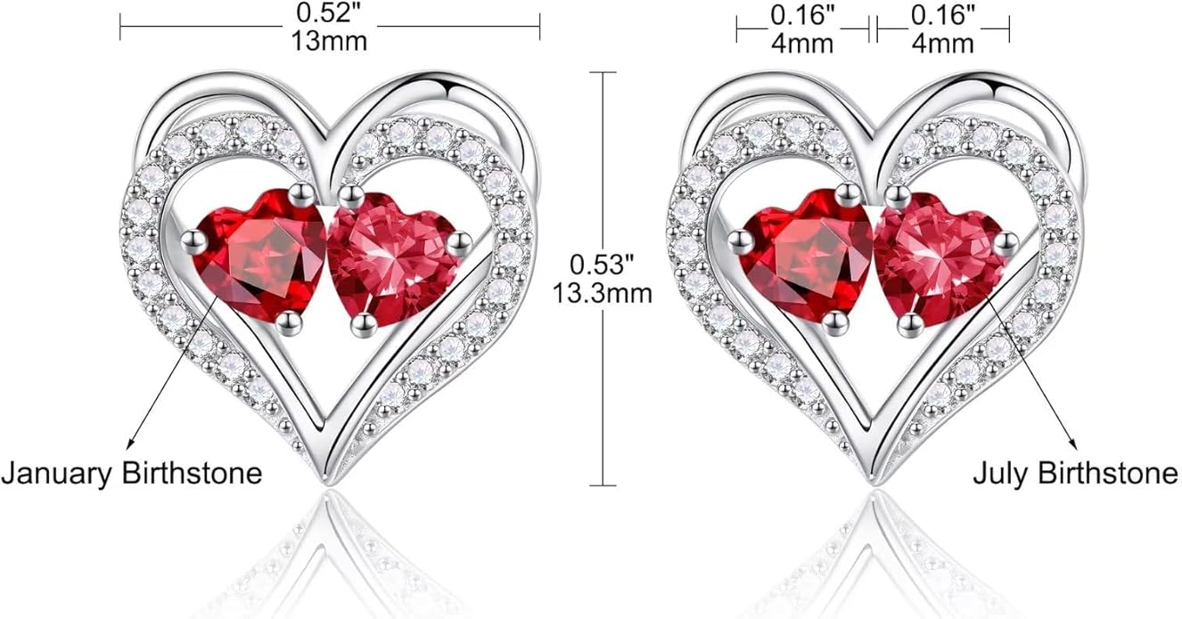Iefil Valentines Day Gifts for Her - 925 Sterling Silver Birthstone Earrings, Anniversary Birthday Gifts for Women Wife Girlfriend Mom