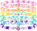 Bohemian Colorful Beaded Bracelets for Women Boho Stackable Natural Stone Letter Clay Glass Beads Stretch Bracelet Set with Charm, Cute Rainbow Friendship Bracelets for Summer Vacation