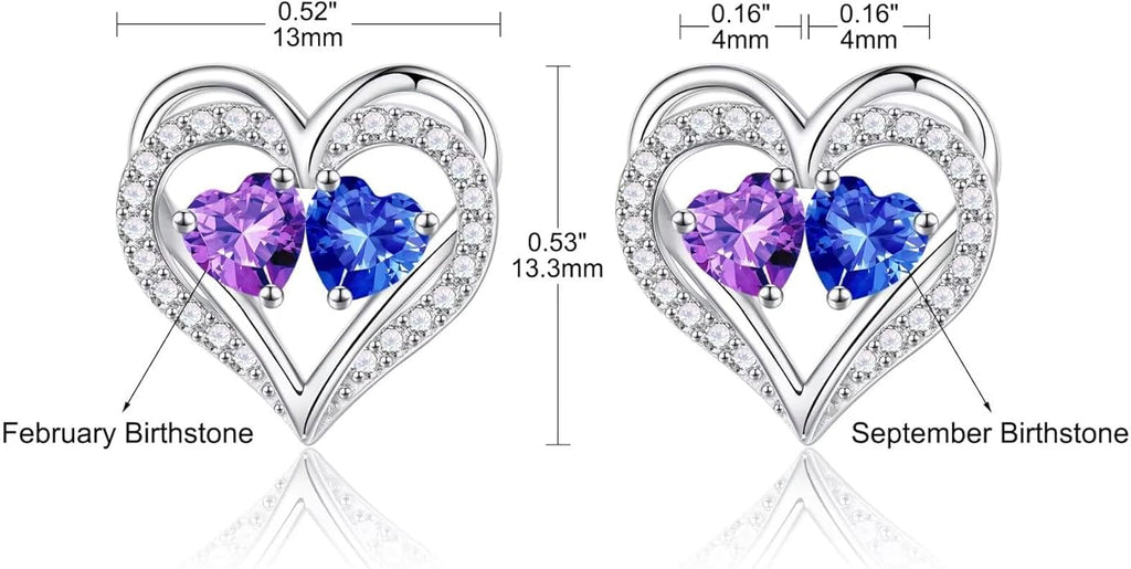 Iefil Valentines Day Gifts for Her - 925 Sterling Silver Birthstone Earrings, Anniversary Birthday Gifts for Women Wife Girlfriend Mom