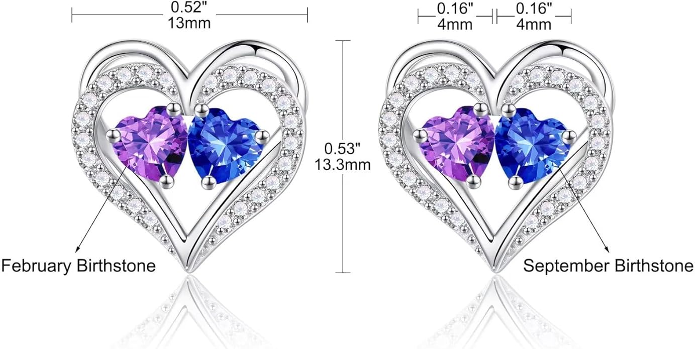 Iefil Valentines Day Gifts for Her - 925 Sterling Silver Birthstone Earrings, Anniversary Birthday Gifts for Women Wife Girlfriend Mom