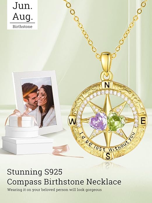 Valentine's Day Gifts for Wife 925 Sterling Silver Double Birthstone Pendant Necklaces I Love You for Always and Forever Necklace Anniversary Birthday Gifts for Wife Girlfriend Mom Her