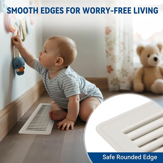 4" x 12" Floor Register Vent Covers 2-Pack, Cream White - Image 4