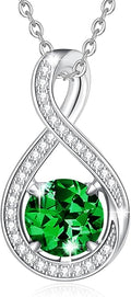 FANCIME Birthstone Necklaces for Women Fine Jewelry Sterling Silver Infinity Pendant Anniversary Birthday Gifts for Her Women Wife Mom Lady Daughter, Chain 16"+2" Extend