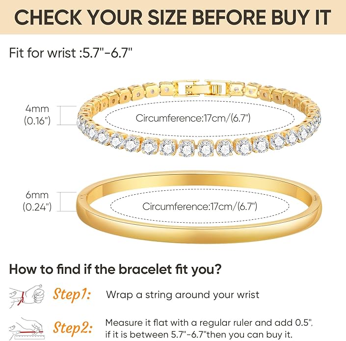 Stackable Gold Bracelets for Women - 2Pcs 18K Gold Plated Cubic Zirconia Bangle Bracelet Friendship Tennis Bracelet Stack Jewelry,Party Christmas Birthday Gifts for Her Girlfriend Sister Wife Daughter