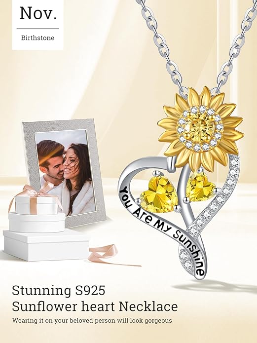Valentine's Day Gifts for Wife 925 Sterling Silver Double Birthstone Pendant Necklaces I Love You for Always and Forever Necklace Anniversary Birthday Gifts for Wife Girlfriend Mom Her