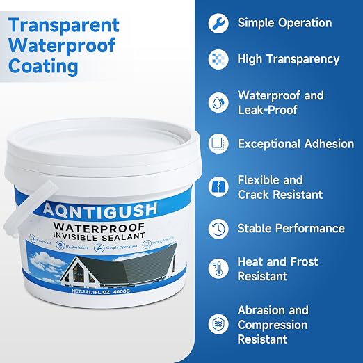 Transparent Waterproof Sealant 1Gallon, Bonds to roofs, concrete & wood - Image 2
