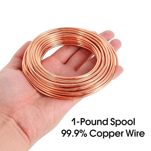 6 Gauge/ 4.1 mm 12.5 Feet 1 Pound 99.9% Dead Soft Copper Wire for Electroculture Gardening, Jewelry Making, Beading, Science Projects