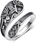 Hummingbird Spoon Ring 925 Sterling Silver Hummingbird Adjustable Thumb Rings for Women Humming bird Gift Ideas for Mom Wife