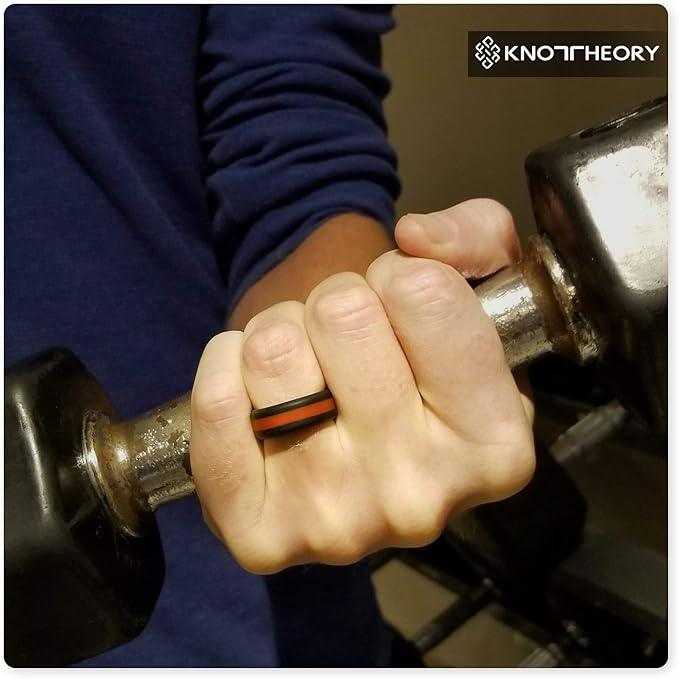 Knot Theory Striped Silicone Ring for Men and Women – Black, Grey, Red, Blue, Orange, Yellow, Purple