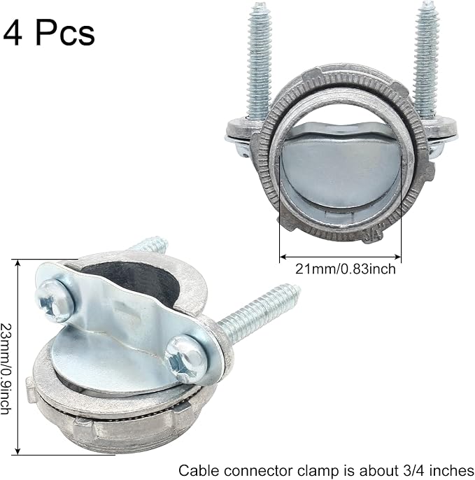 4 Pcs 3/4 Inch Clamp Type Cable Connectors, - Image 2