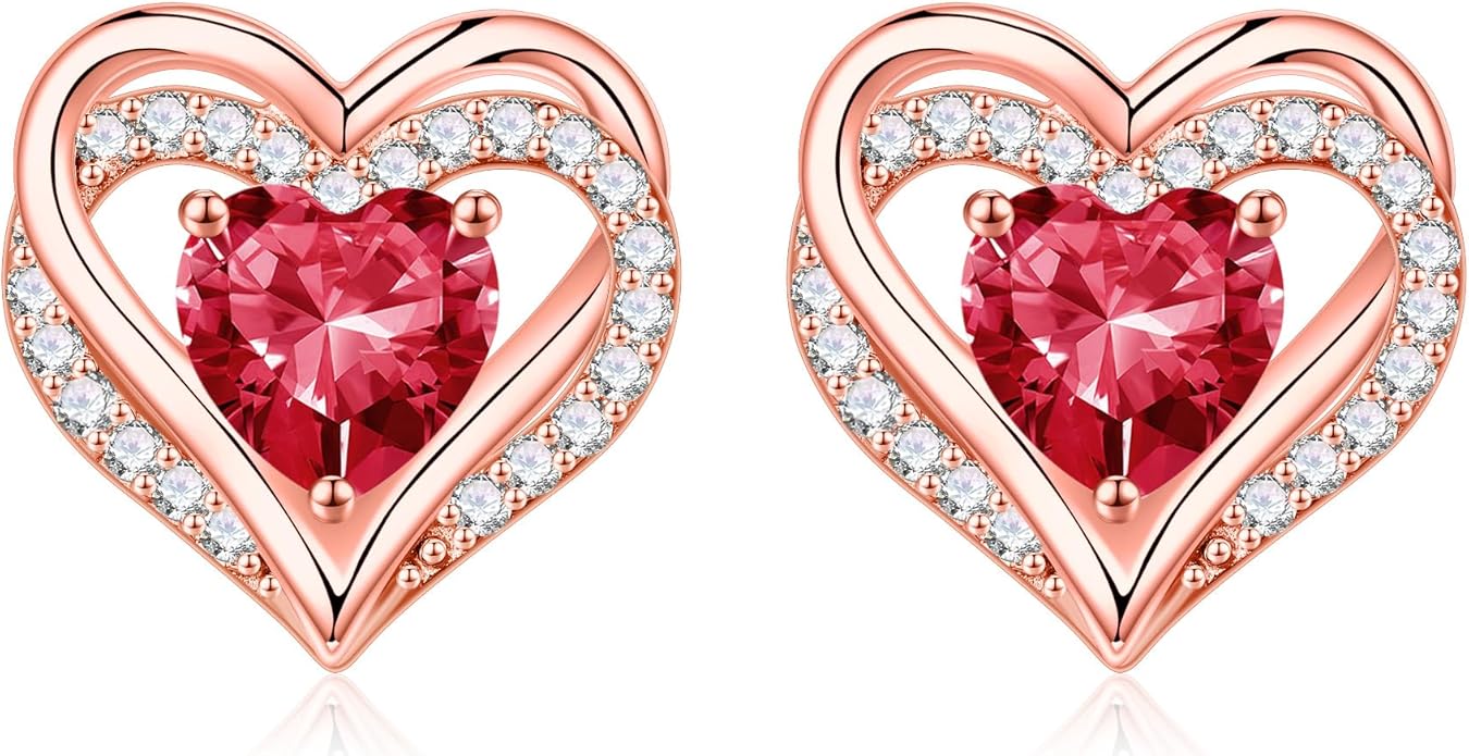 Iefil Valentine Day Gifts for Her - 925 Sterling Silver Heart Stud Earrings Birthday Gifts for Women
