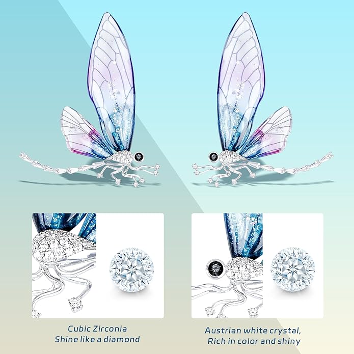 Brooches For Women ，Cubic Zirconia Dragonfly Brooch Pins For Women ，Dragonfly Broach ，Cubic Zirconia Broach