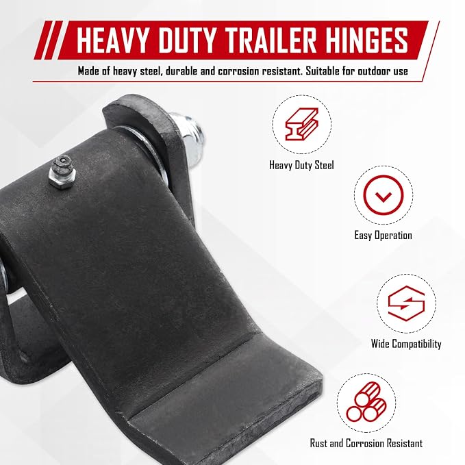 Greaseable Weld-On Trailer Hinges 8Pcs Strap Style Short Leaf Gate Hinges | - Image 6