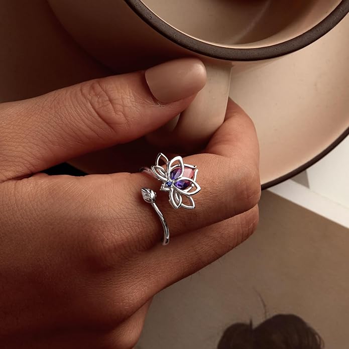 WOSTU Animal Open Adjustable Ring Playful Cat Dachshund Snake Koi Fish Hummingbird Bat Heart Feather Stacking Ring for Women, Sterling Silver Plated Pet Memorial Jewelry Gift for Cat Lovers