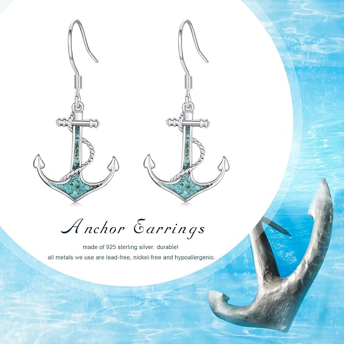 Ocean Earrings 925 Sterling Silver Turquoise Sea Animal Dangle Drop Earrings Beach Themed Jewelry Gifts for Women Girls