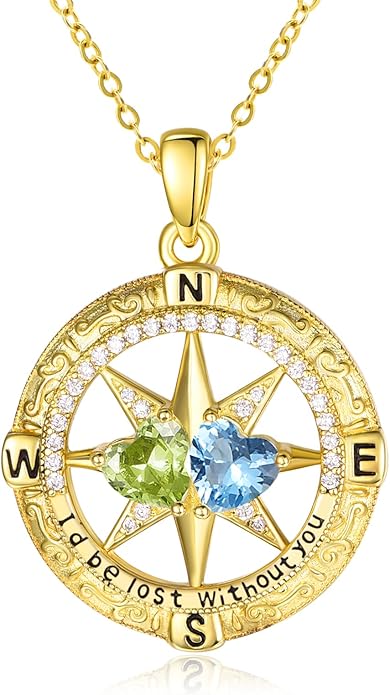 Valentine's Day Gifts for Wife 925 Sterling Silver Double Birthstone Pendant Necklaces I Love You for Always and Forever Necklace Anniversary Birthday Gifts for Wife Girlfriend Mom Her
