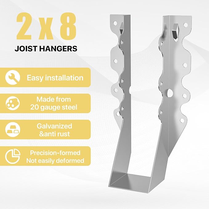 25 pcs 2x8 Joist Hanger, LU28 18 Gauge Double Shear Face Mount Joist Hanger - Image 4