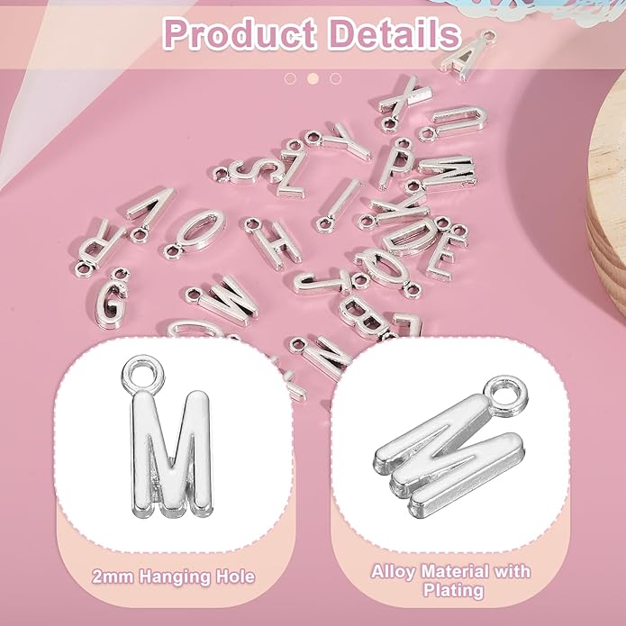 uxcell Letter Charm, Alloy Letter Initial Alphabet Charm for DIY Crafts Jewelry Making Bracelet Earrings Necklace