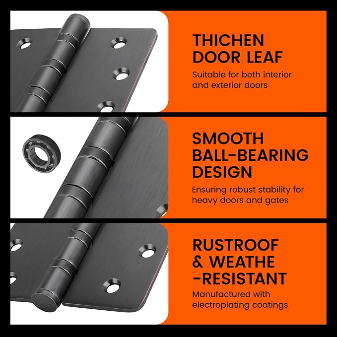3Pack Haidms Oil Rubbed Bronze Door Hinges Heavy Duty Door Hinges Oil Rubbed - Image 5