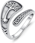 Midari Sun and Moon/Bee/Celtic/Life of Tree/Lotus Spoon Ring for Women 925 Sterling Silver Adjustable Ring Open Ring for Women Men Halloween Birthday Gift