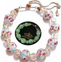 ARTSY Crafts Lily Garden Glow in the Dark Firefly Bead Bracelets Necklaces, Handmade in USA Murano Glass Jewelry, Flower Luminous Beads Mermaid Crystal Bracelet Bangle