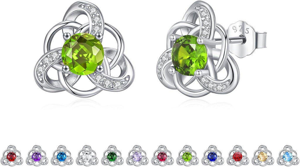 MEDWISE 925 Sterling Silver Birthstone Stud Earrings for Women Birthday Jewelry Gifts for Daughter Mother Women Valentines Day Gifts for Her