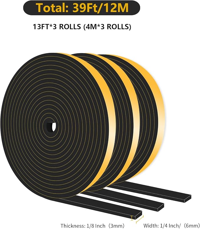 Weather Stripping Door Seal, High Density CR, 1/4 in x 1/8 in x 39Ft | Air - Image 2