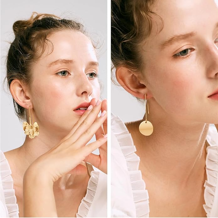 Earrings for Women, Funtopia 68 Pairs Drop Dangle Earrings, Fashion Statement Stud Earrings Pearl Earrings Set for Party Jewelry(Gold and Silver)