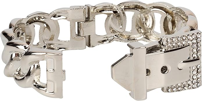 SPUNKYsoul Chain Link Buckle With Rhinestones Cuff Bracelet in Gold, Silver Rose Gold and Gun Metal for Women