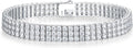 FANCIME Moissanite Tennis Bracelet 11.88 Carats 3-Row 925 Sterling Silver Tennis Bracelet 2.5 mm D Color VVS1 Round Cut Moissanite Bracelet for Women 7.5"