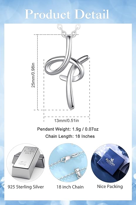 EUDORA Sterling Silver Initial Necklaces for Women, Classic 26 Letter Neckless Gifts for Girls, Sister, Mother Daughter, 18 inch Chain