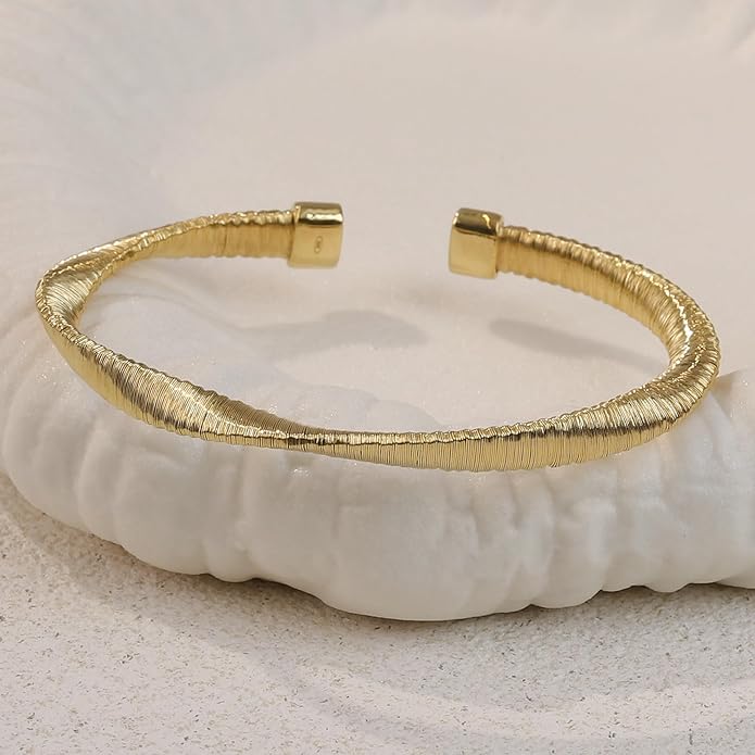 Cuffs Bracelet for Women Minimalist Gold Coil Craft Cuff Bracelet Italian Coil Craft Handmade Jewelry Christama Birtherday Gift