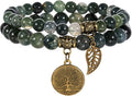 Bivei Natural Semi Precious Gemstone beads bracelet for women - Life Tree and Leaf Charm Energy Reiki Crystal Stretch Bracelets