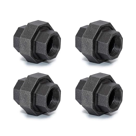 1/2" Industrial Malleable Cast Iron Union, Home TZH 4 Pack 1/2" Female Pipe by HomeTZH