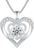 1-3 Carat Moissanite Necklace for Women, 925 Sterling Silver Heart Pendant Necklace Moissanite Diamond Necklace, Birthday Gift Anniversary Present for Wife, Girlfriend, Daughter, Mom