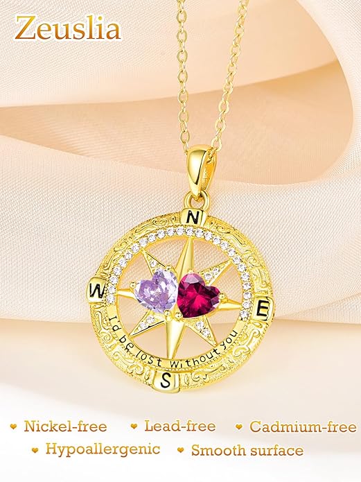 Valentine's Day Gifts for Wife 925 Sterling Silver Double Birthstone Pendant Necklaces I Love You for Always and Forever Necklace Anniversary Birthday Gifts for Wife Girlfriend Mom Her
