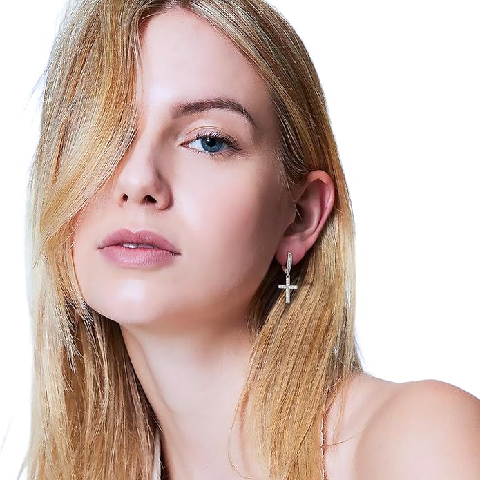 14K Gold Earring Cross Waterdrop Butterfly Heart Knot Earrings for Women Gold Silver Cross Leverback Drop Gold Silver Teardrop Hoop Dangle Earring White Gold Dangle Drop Earring