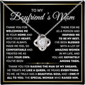 To My Boyfriend's Mom Love Knot Necklace, Elegant Jewelry Gift From Girlfriend, Meaningful Mothers Day Surprise, Birthday Christmas Keepsake With Heartfelt Message