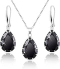 Linawe Crystal Jewelry Sets for Women, Imitation Diamond Pendant Necklace, Rhinestone Drop Dangle Earrings, Birthstone Cubic Zirconia Matching Wedding Jewelry, 14K Gold/Rose Gold/Silver Tones